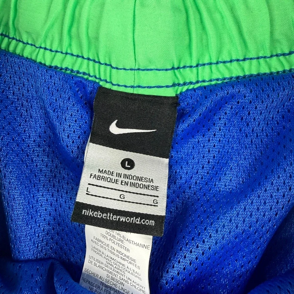 Nike Mens Swim Trunks Blue Neon Green Dot Pattern Board‎ Shorts Large